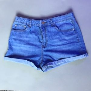 High waisted jean shorts